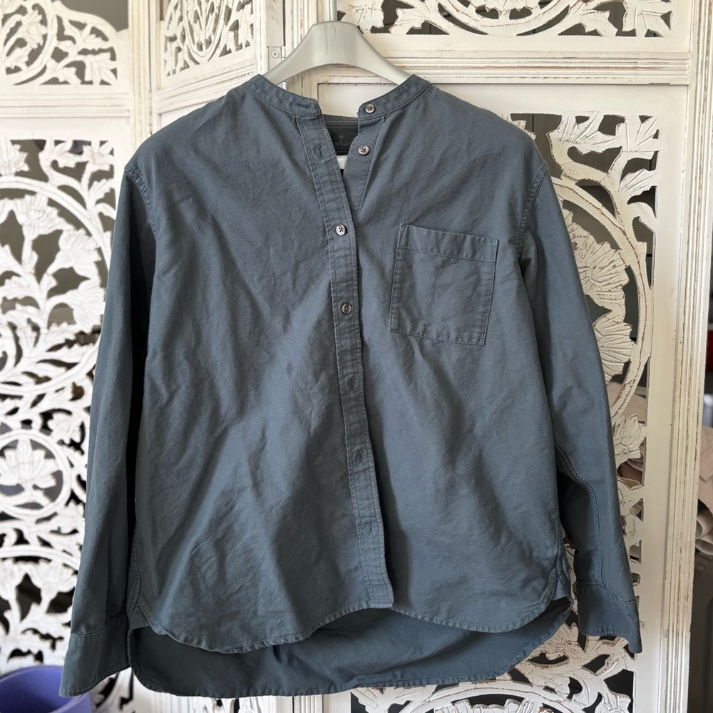 Muji Washed Oxford Stand Collar Shirt